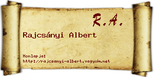 Rajcsányi Albert névjegykártya